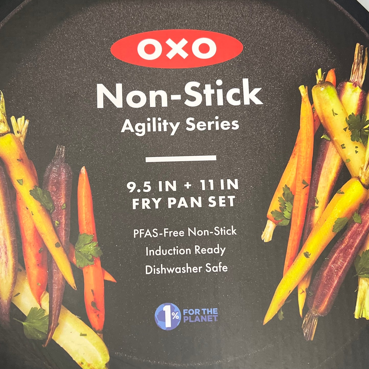 OXO (SET OF 2) Agility Series Ceramic Non-Stick Frying Pans 9.5" & 11" Black