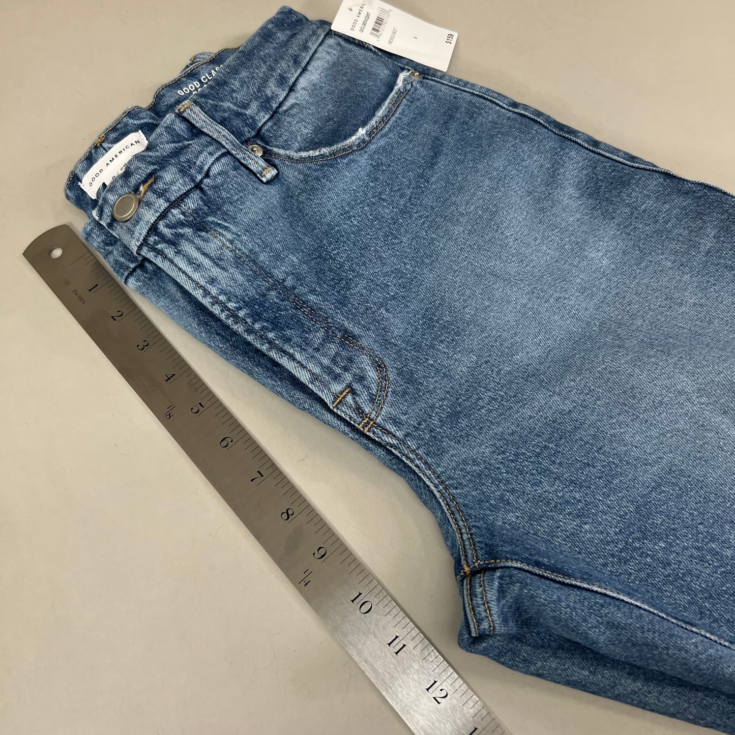 GOOD AMERICAN Good Classic Slim Bootcut High-Rise Jeans Women's Sz 8 Indigo627 GCLBDV220T