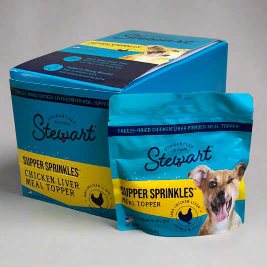 STEWART (12 PACK) Supper Sprinkles Chicken Liver Meal Topper 2.5 oz BB 09/25