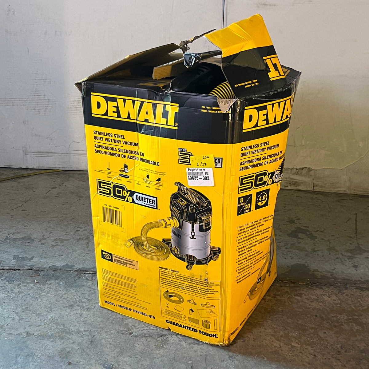 DEWALT Stainless Steel Quiet Wet/Dry Vacuum 8 Gal. 1938084 (Customer Return)
