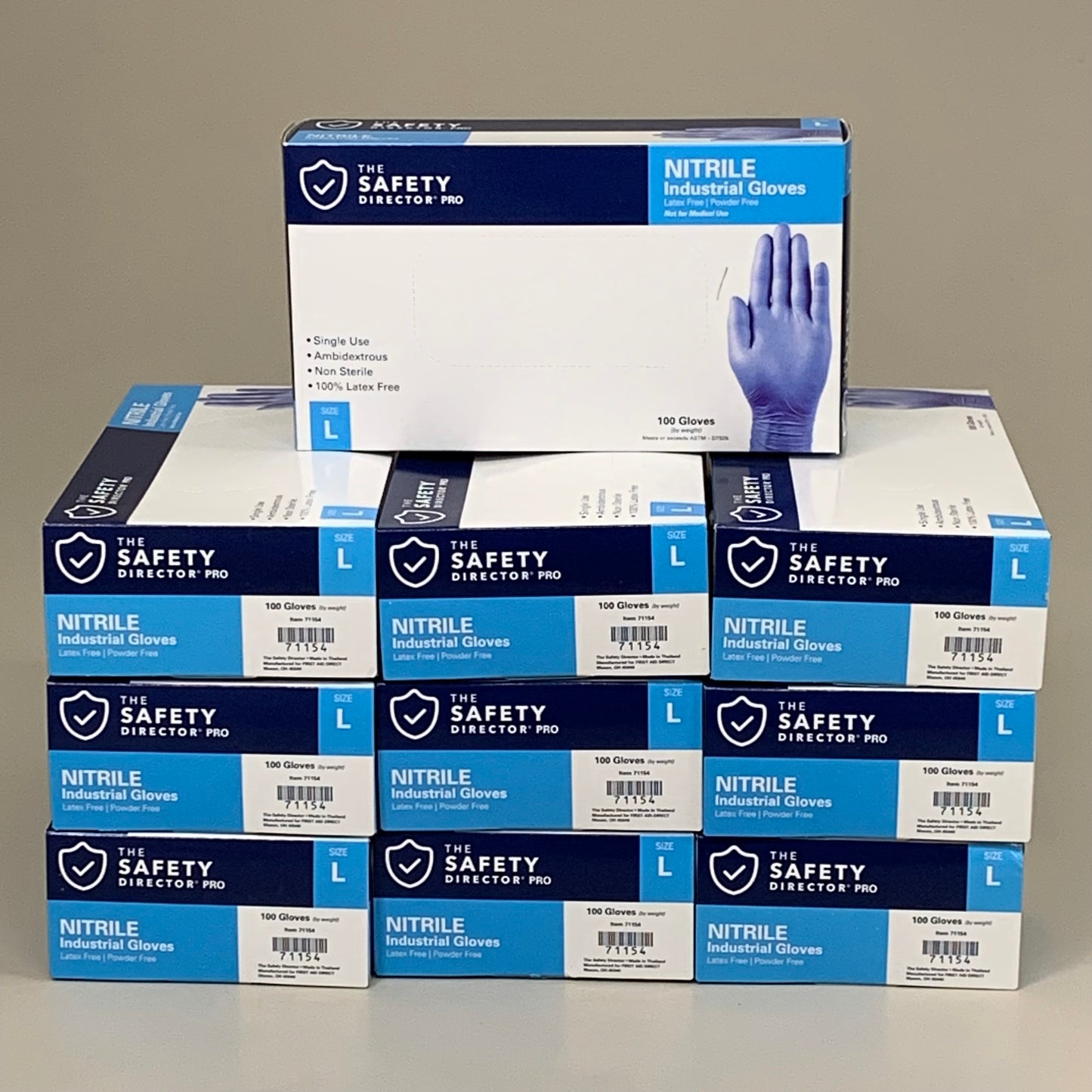 THE SAFTEY DIRECTOR (1000 PACK) Nitrile Industrial Gloves Latex Free Sz L 71154