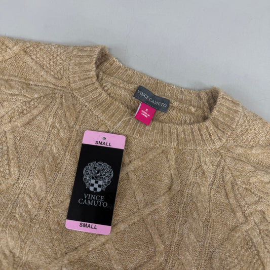VINCE CAMUTO Cable Knit Sweater Women's Sz-S Latte Heather SC2895