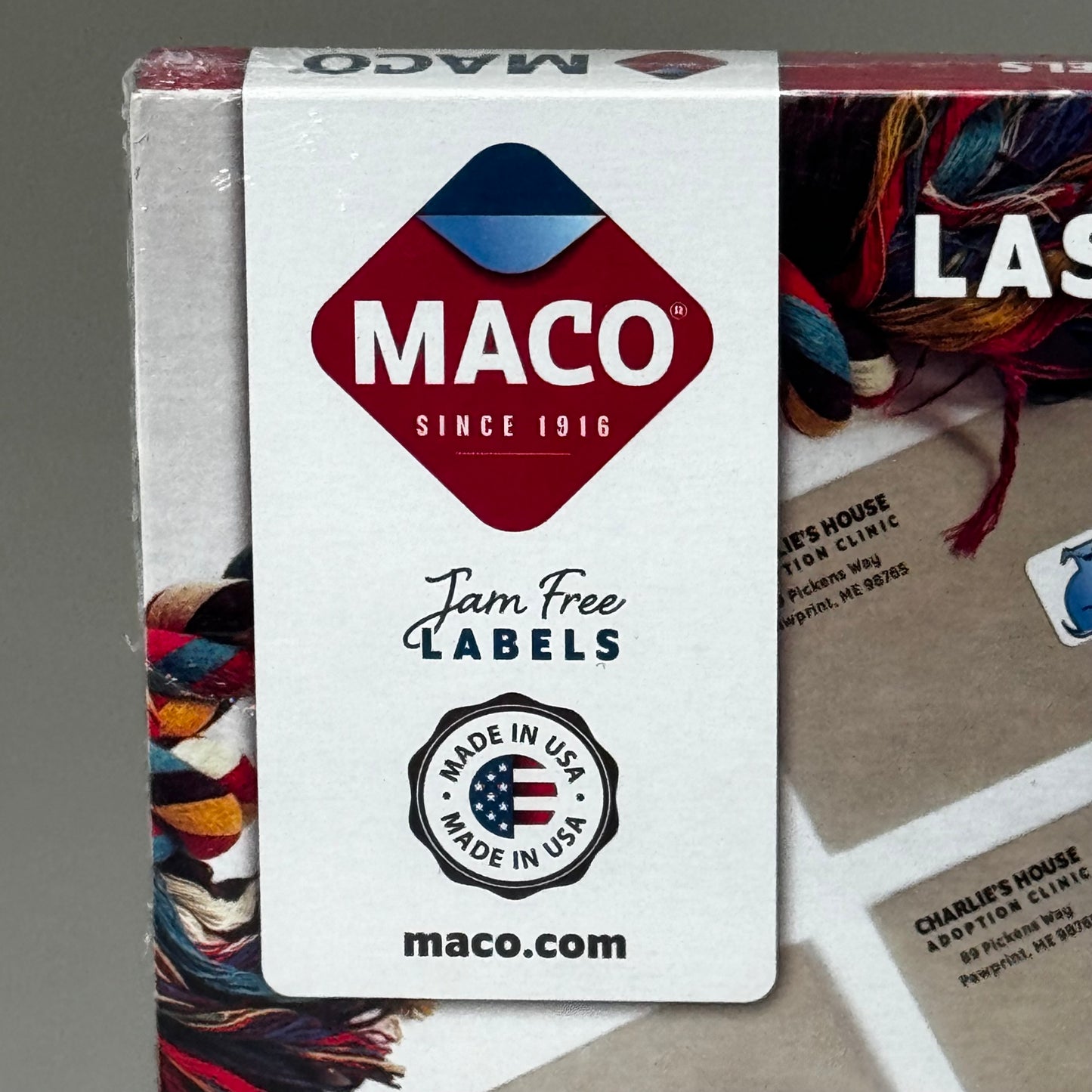 MACO (100 SHEET,3000 LABELS TOTAL) Jam-Free Laser/Inkjet Labels 1"x2 5/8" White