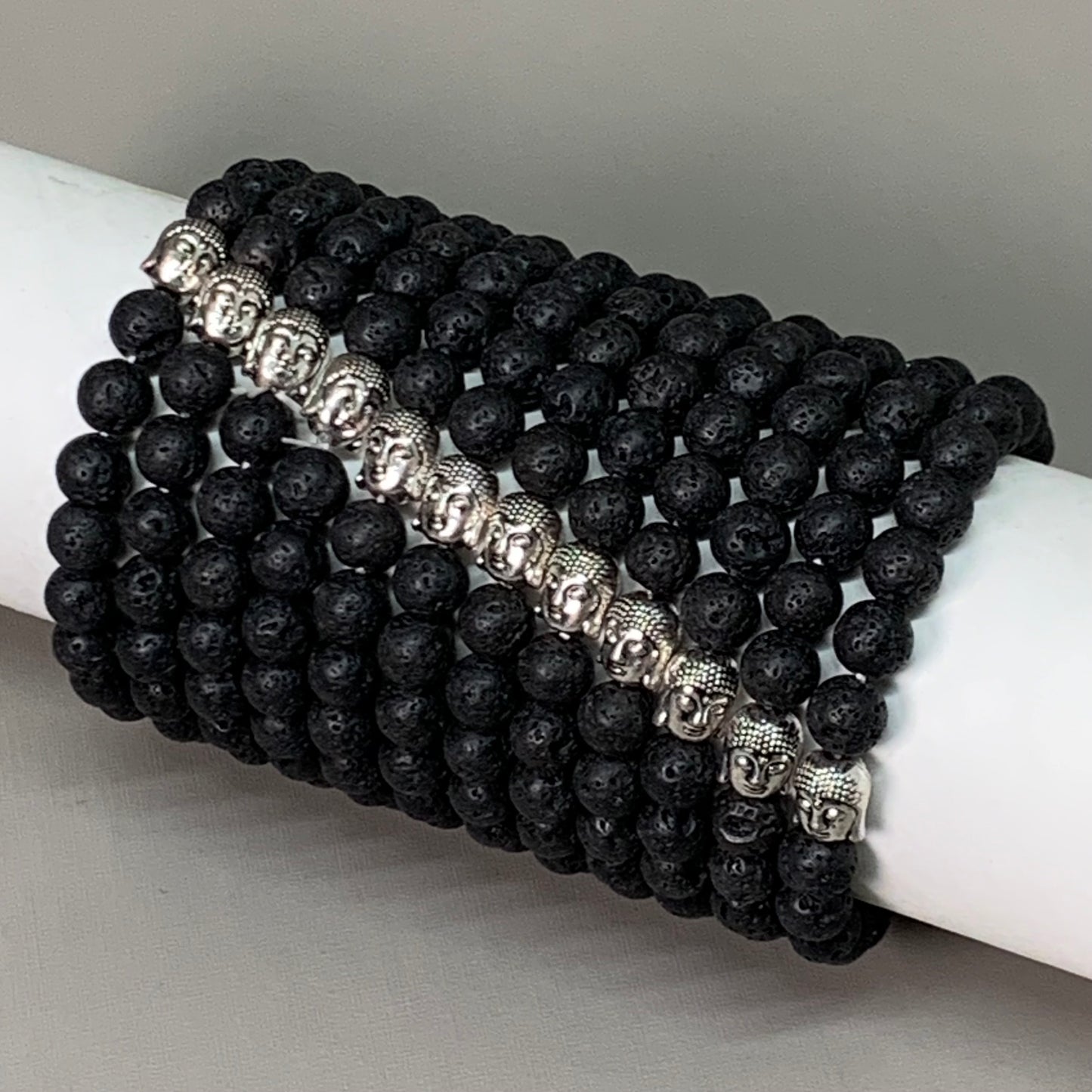 BEST WHOLESALE (12 PACK) Beaded Matte Black Crystal Bracelets 3" Silver Head New