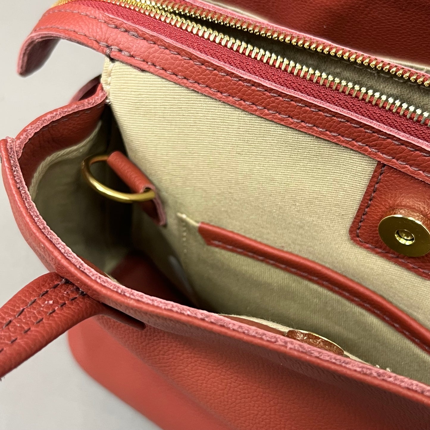 PARKER CLAY Limited Edition Napa Handbag W/ Removable Strap 12"x9"x6", 5" Handle Drop Wine Red