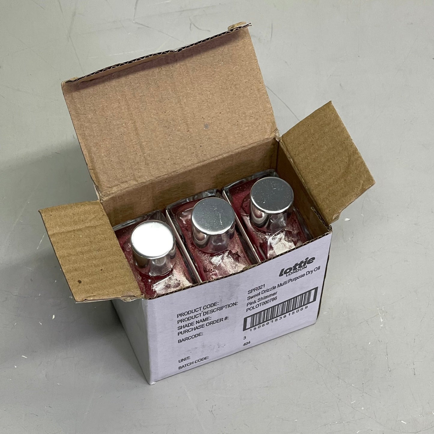 ZA@ LOTTIE LONDON (3 PACK) Sweet Drizzle Body Oil 1.69 fl oz "Pink Shimmer" SPR021 E