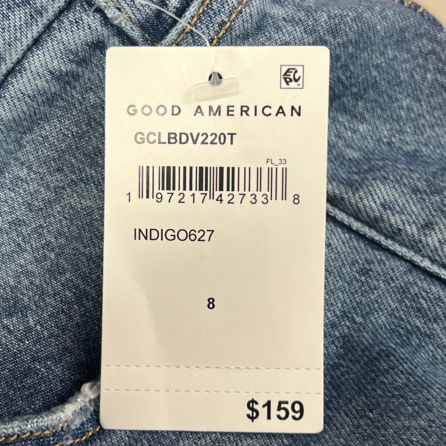 GOOD AMERICAN Good Classic Slim Bootcut High-Rise Jeans Women's Sz 8 Indigo627 GCLBDV220T