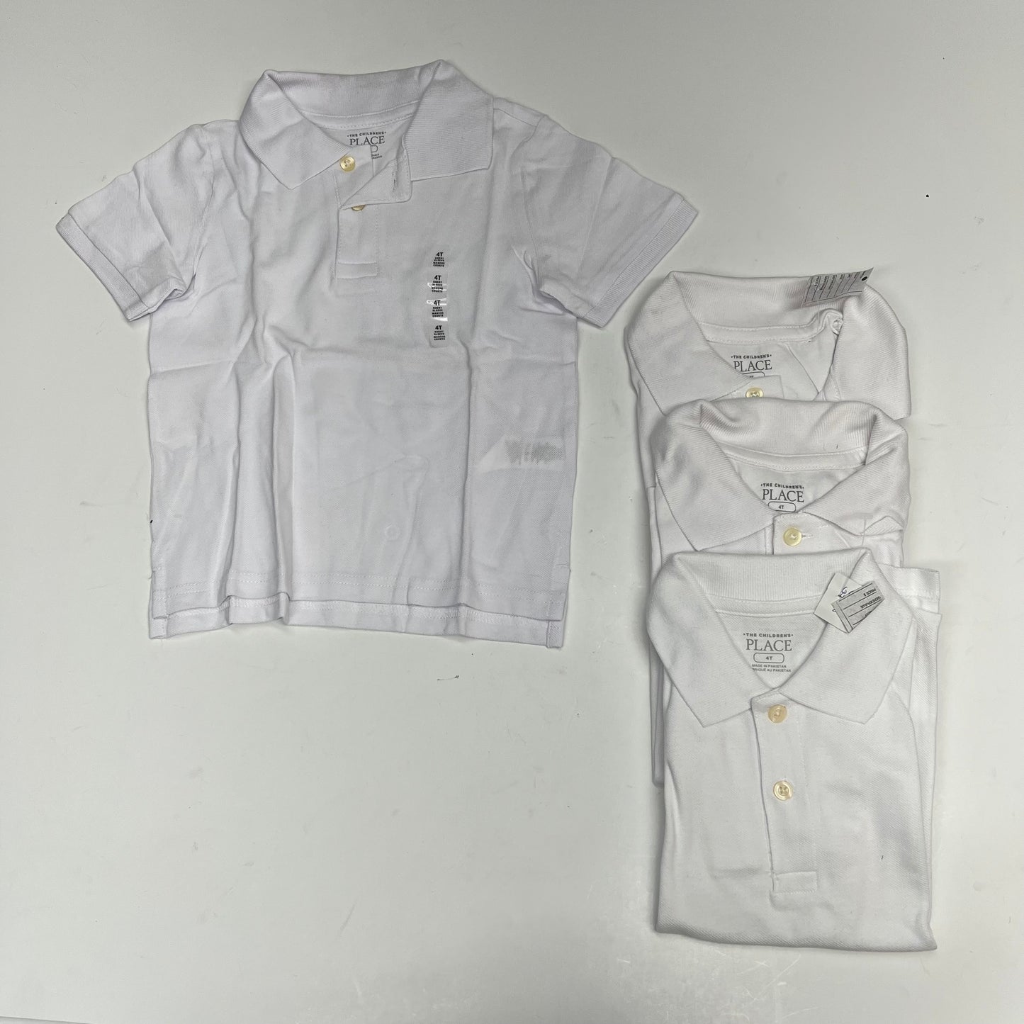 ZA@ THE CHILDRENS PLACE Uniform Soft Pique Polo Shirt 100% Cotton Boy's Sz 4T White (As-Is)