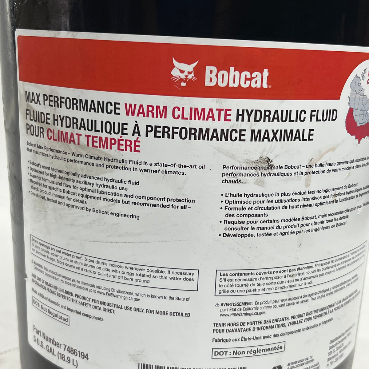 BOBCAT Max Performance Warm Climate Hydraulic Fluid 5 Gal. 7486194