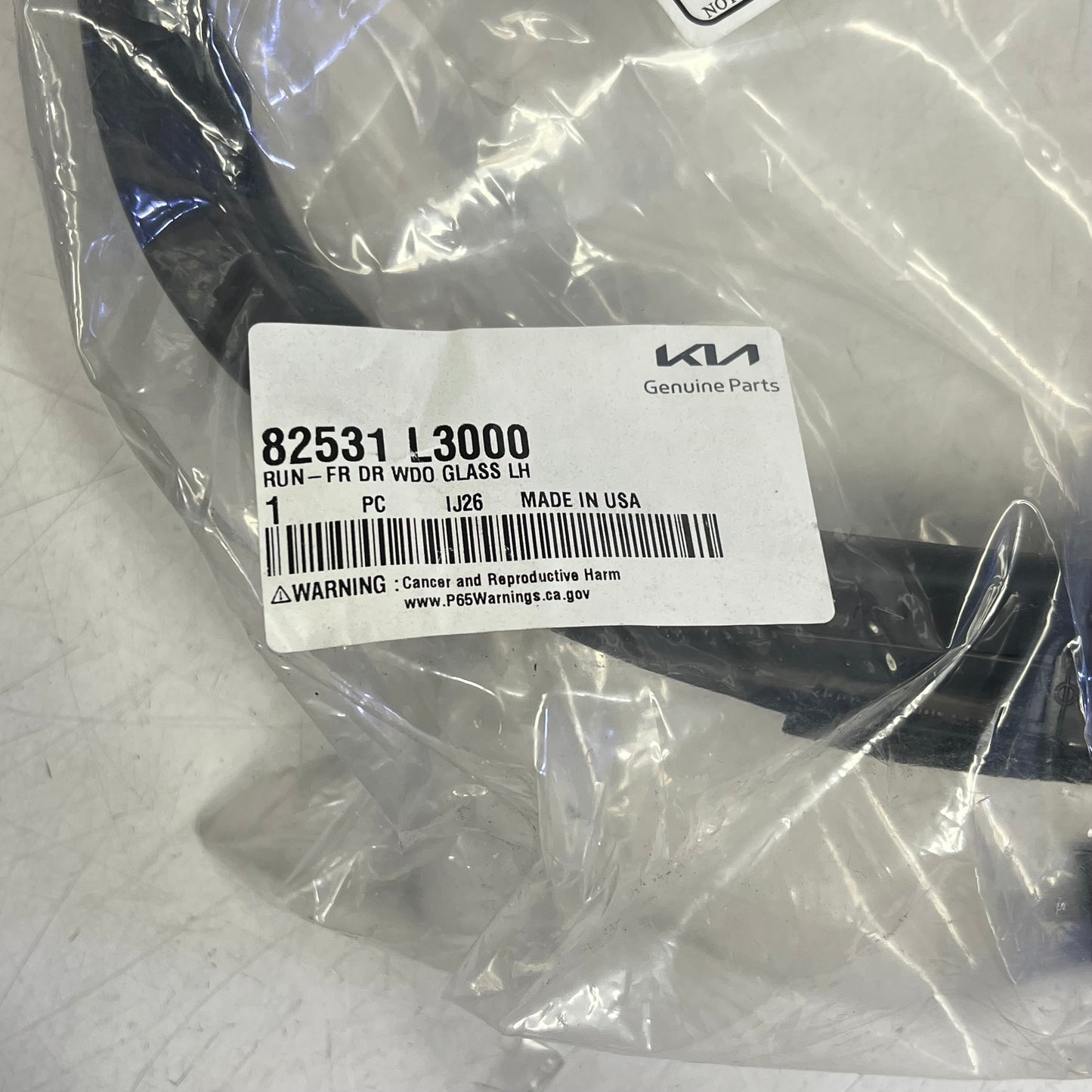 KIA Genuine Oem Run Front Driver Wdo 2021-2024 Kia K5 Black 2531L3000