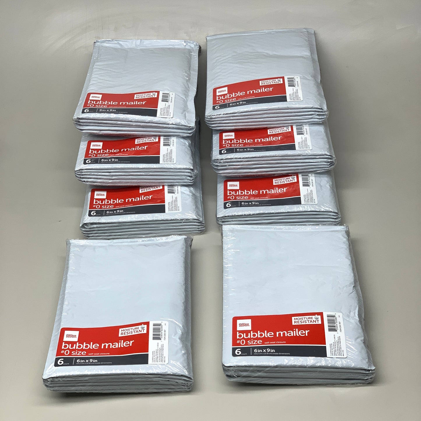 OFFICE DEPOT (48 MAILERS) Bubble Mailer #0 Size 6in X 9IN 50735854020854