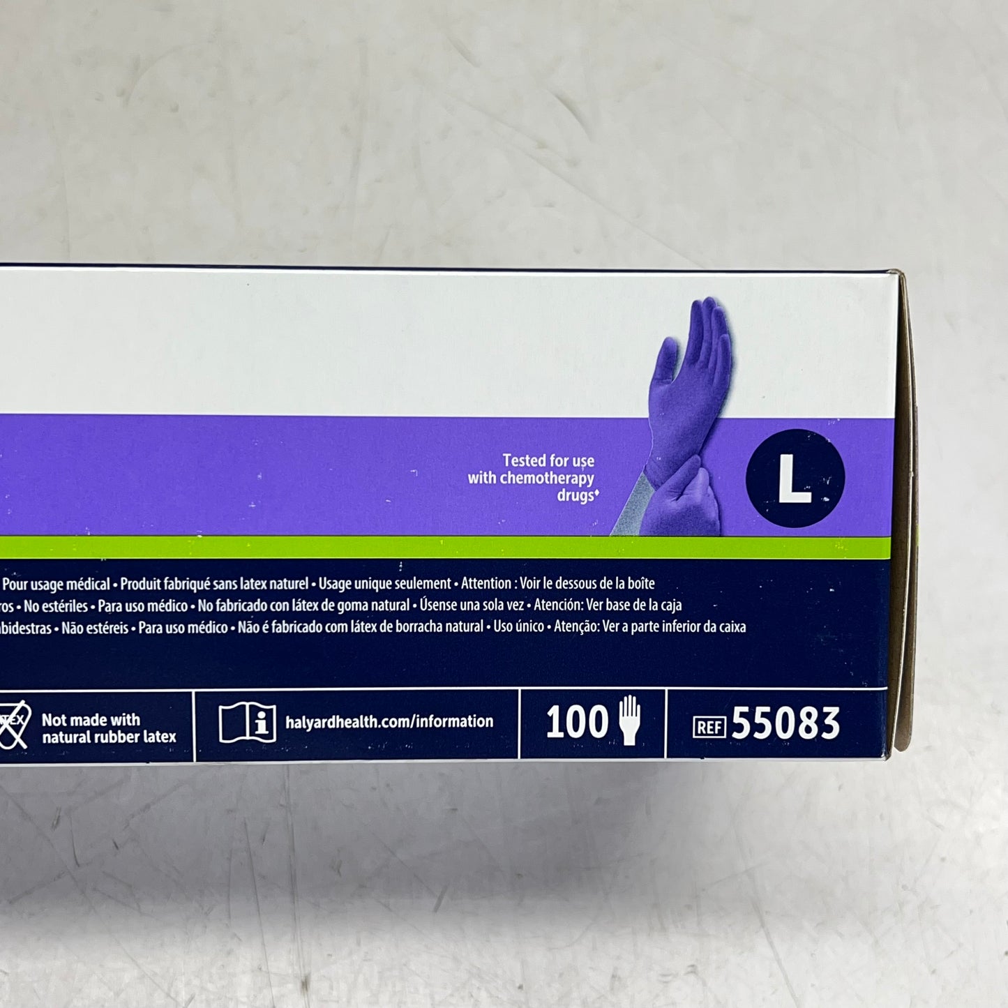 HALYARD (2 PACK, 100 EACH) Exam Glove Powder Free Sz L Purple 55083 BB 06/30