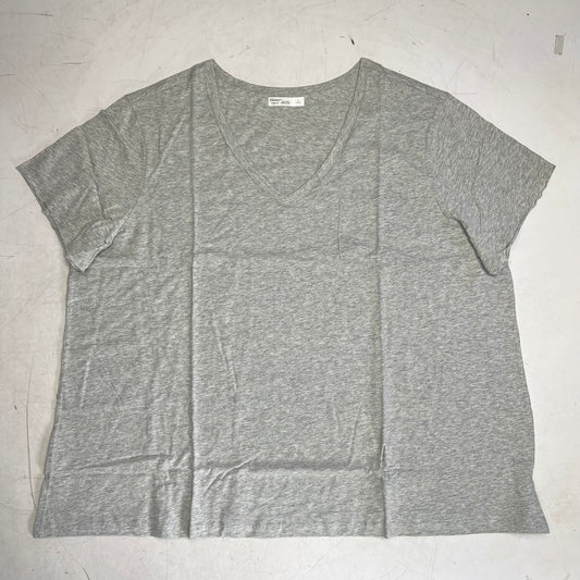 HANES  Originals V Neck Tee Shirt W/ Chest Pocket Women's Sz 2X Grey 0G159P