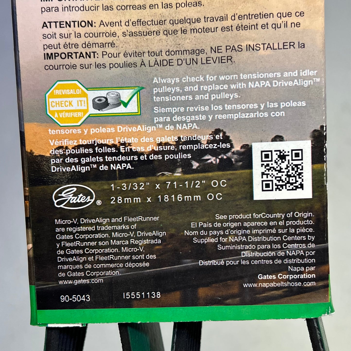 NAPA Automotive V-Ribbed Belt Fleet Runner K08 1 3/32"x71 1/2" Black 25080710HD