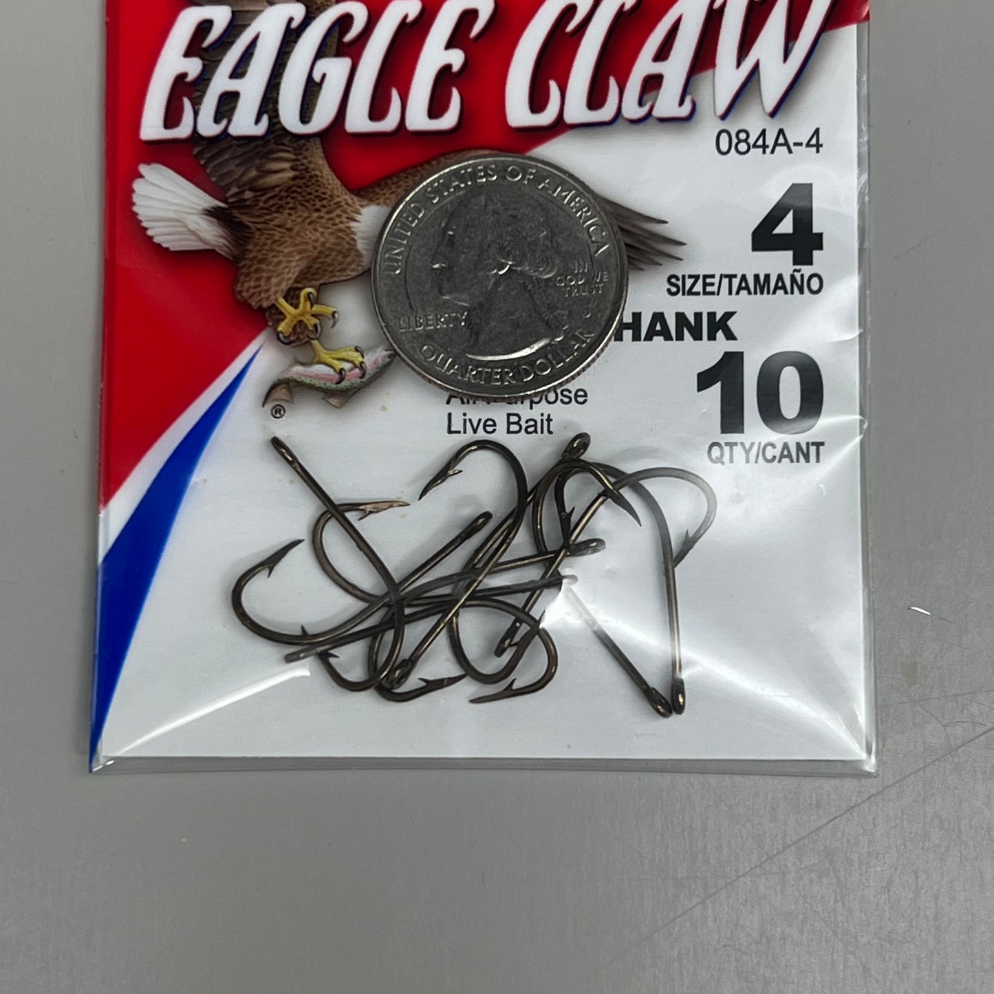 EAGLE CLAW(5 PACK) Freshwater & Saltwater Plain Shank Hook Bronze #4 10pc 084A-4