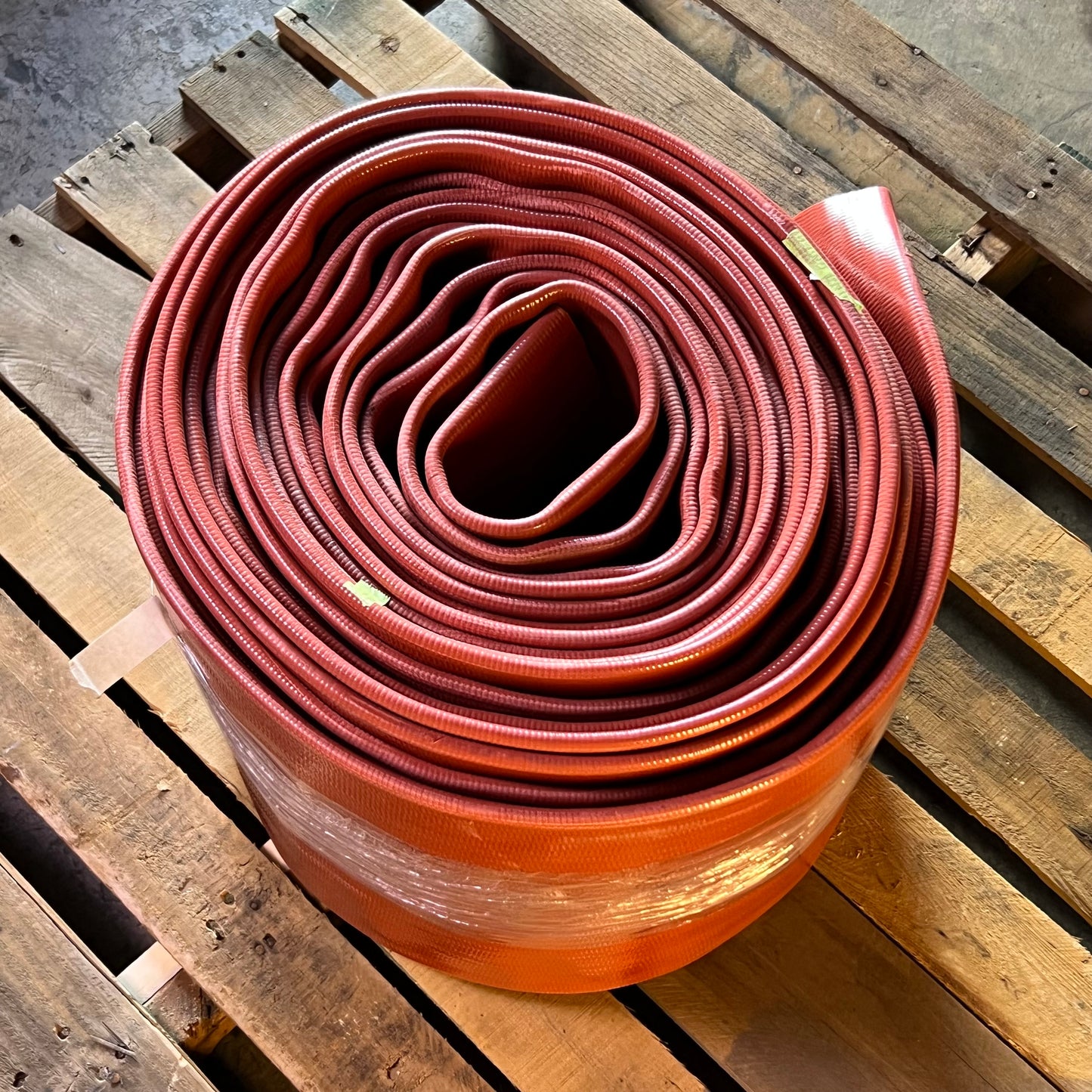 100' PVC Brick Red Water Discharge Hose 115 Psi 8"ID/8.19" Nominal R-50RJ-0800-100