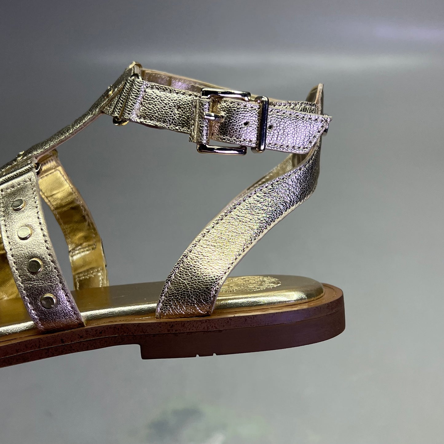 VINCE CAMUTO Leather Studded Gladiator Sandals Women's Sz 9M Egyptian Gold