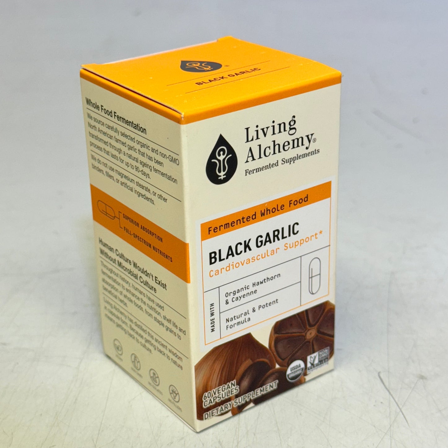 LIVING ALCHEMY Black Garlic Cardiovascular Support BB 09/27 60 Vegan Capsules