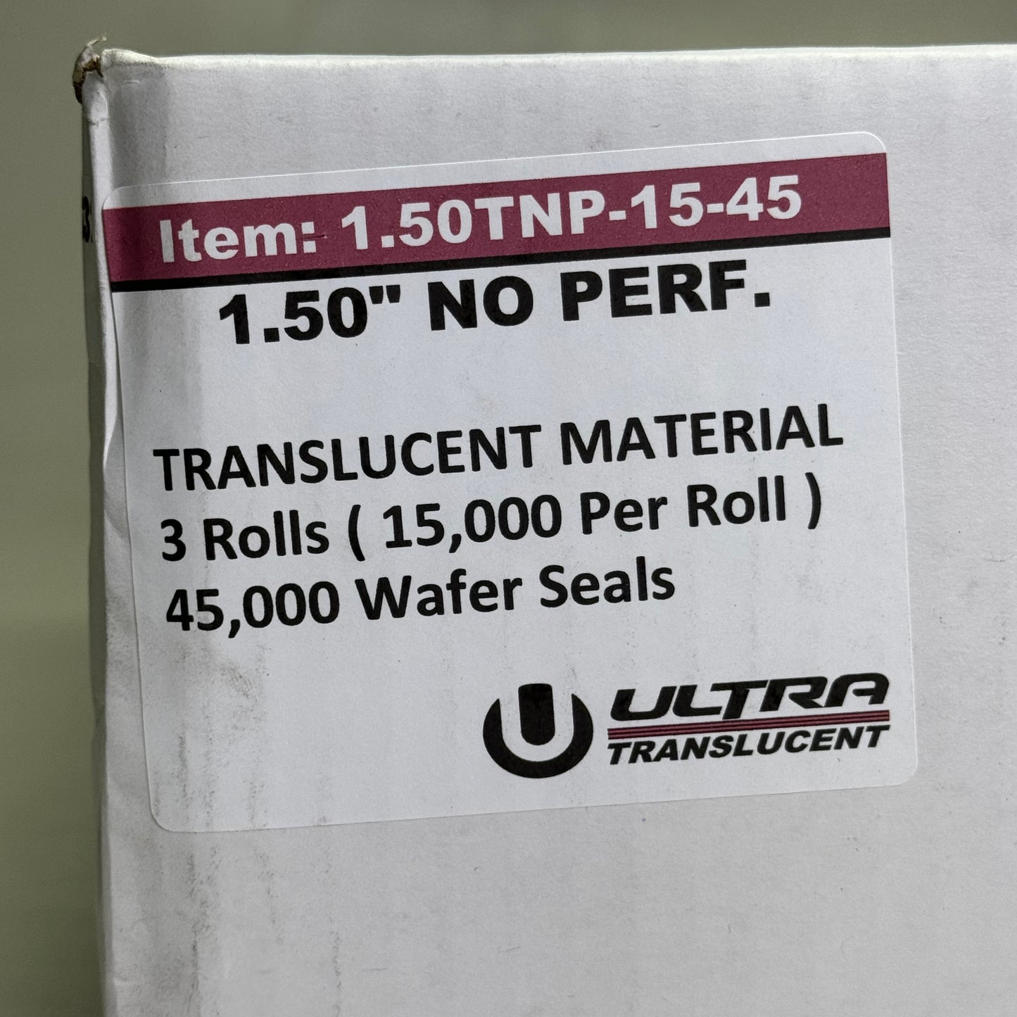 ULTRA TRANSLUCENT Translucent Material 3 Rolls (15,000 per Roll) Sz 12” D