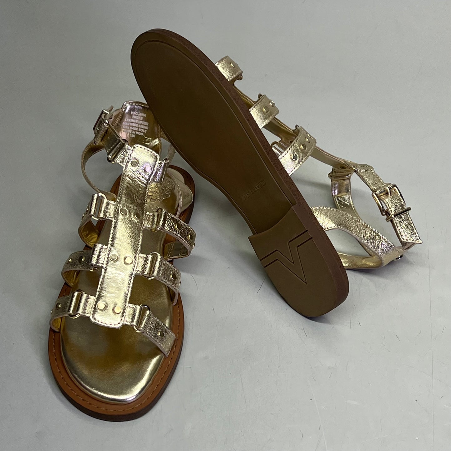 VINCE CAMUTO Leather Studded Gladiator Sandals Women's Sz 9M Egyptian Gold