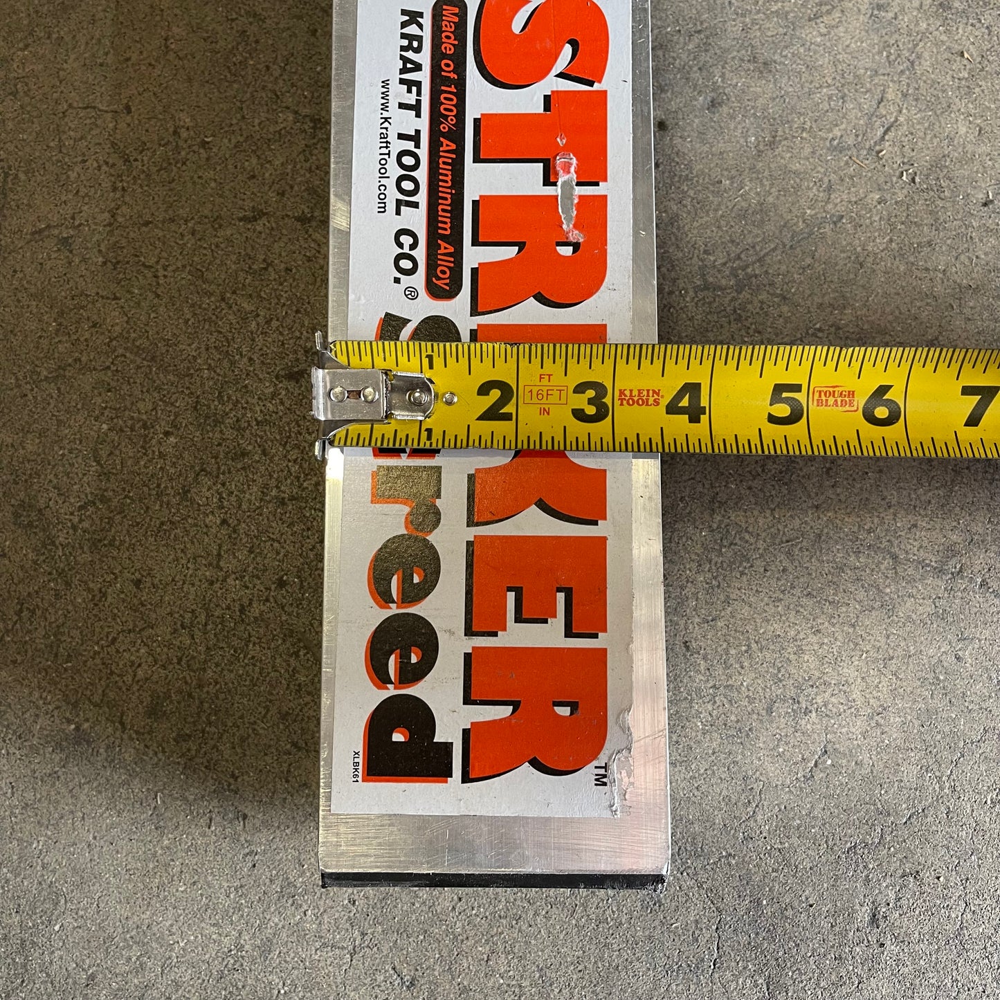 KRAFT TOOL CO. Striker Screed 192”x3-1/2”x1-1/2” ALUMINUM CC612AL