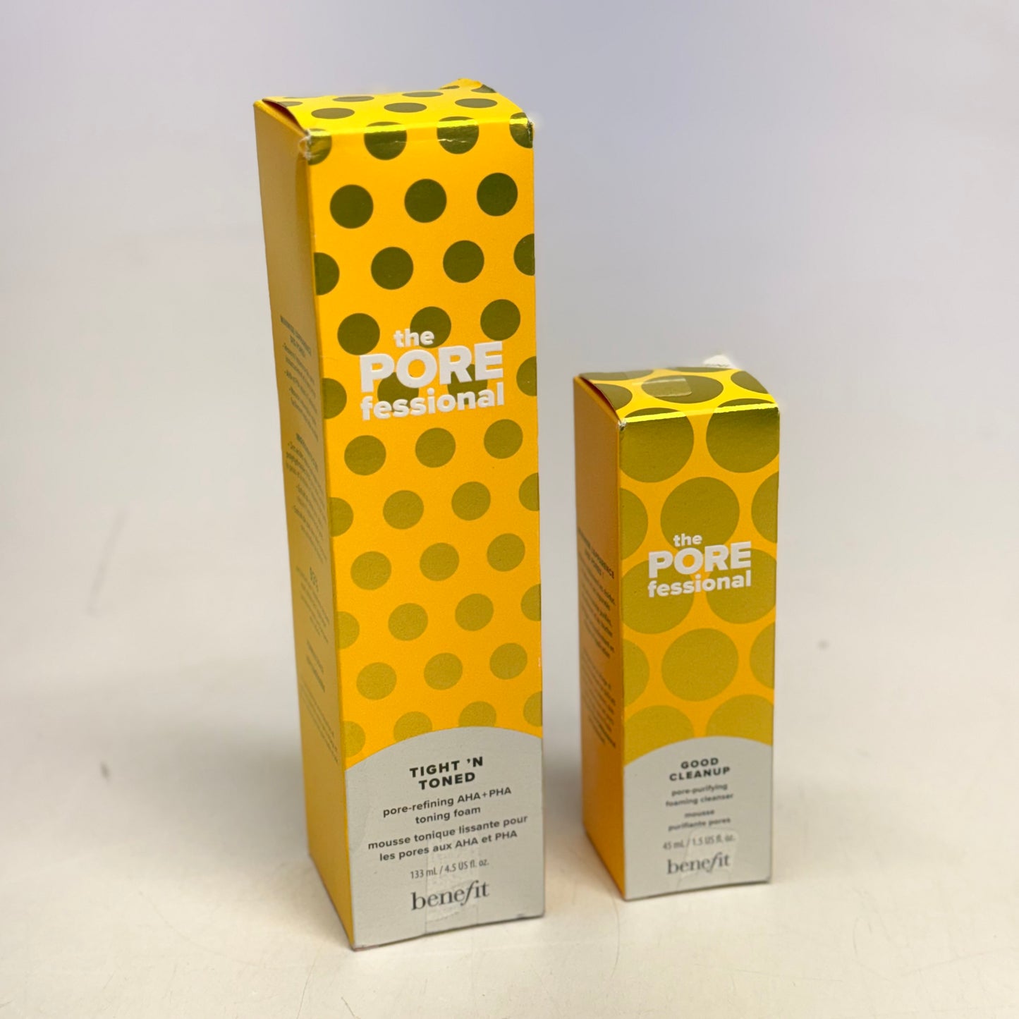 ZA@ BENEFIT The Pore Fessional Tight 'n Toned 4.5 Fl Oz + Good Cleanup 5 Fl Oz Set A