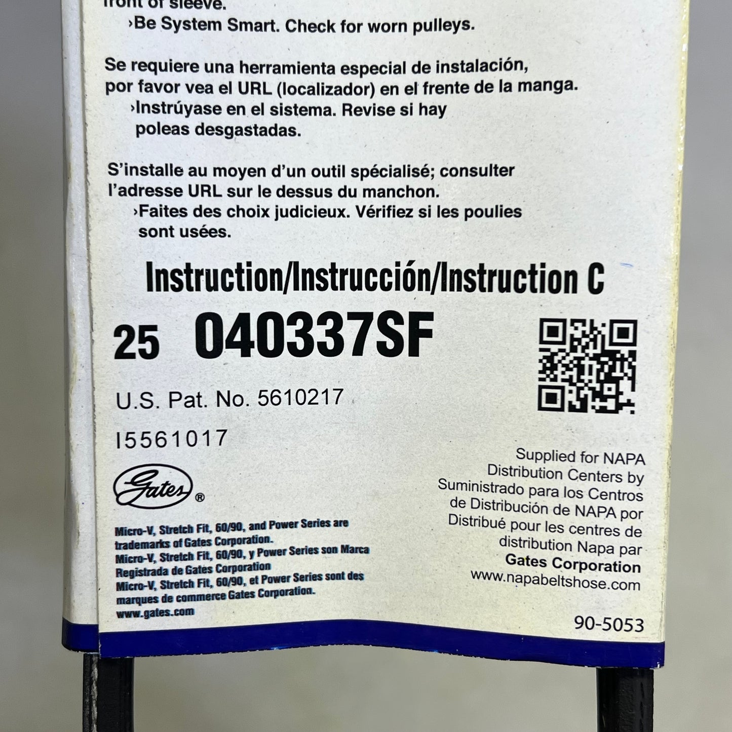 NAPA Micro-V Belt For Cadillac & Chevrolet  K04 9/16"x34 3/8" - 3mm 5040337SF