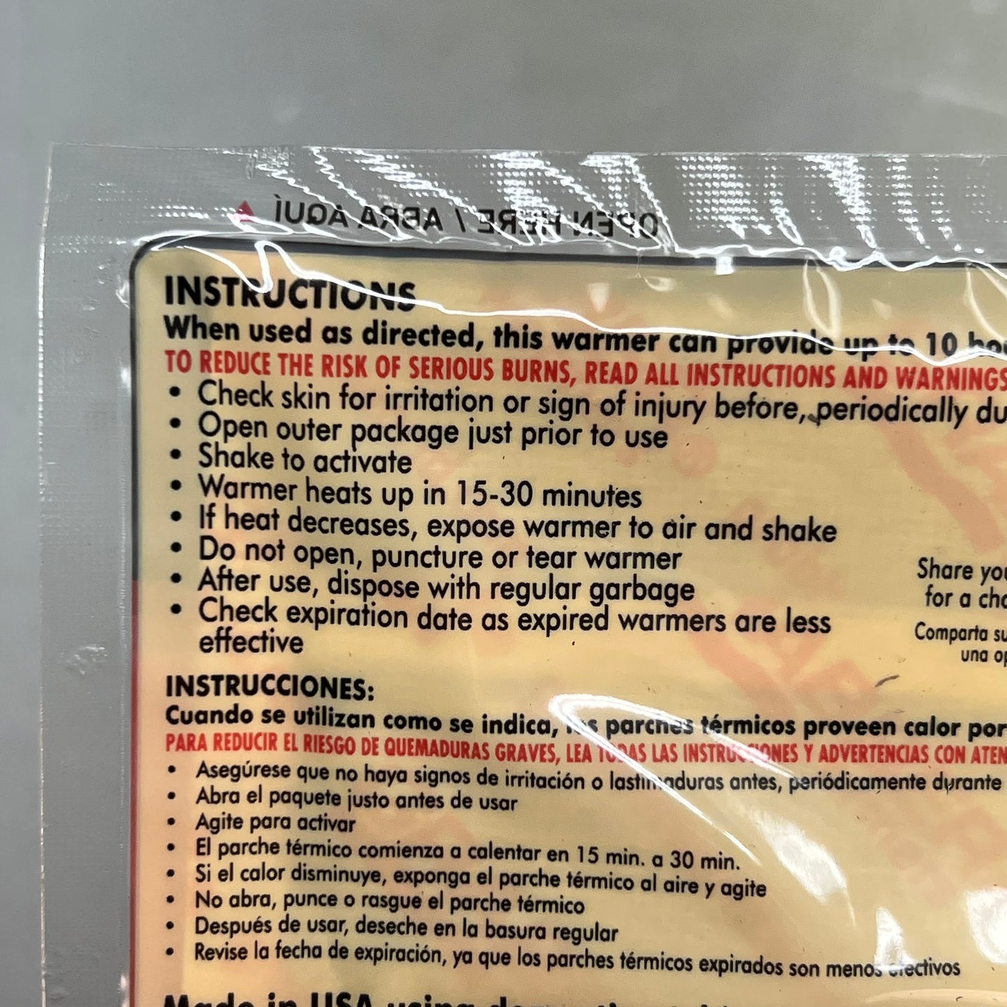 GRABBER WARMERS (40 PAIRS) Air Activated Ready To Use Hand Warmers 10 Hours