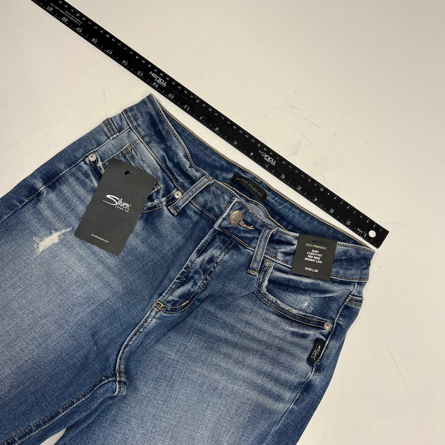 SILVER JEANS CO Distressed Suki Skinny Leg Jeans Women's Sz 29/29 Indigo