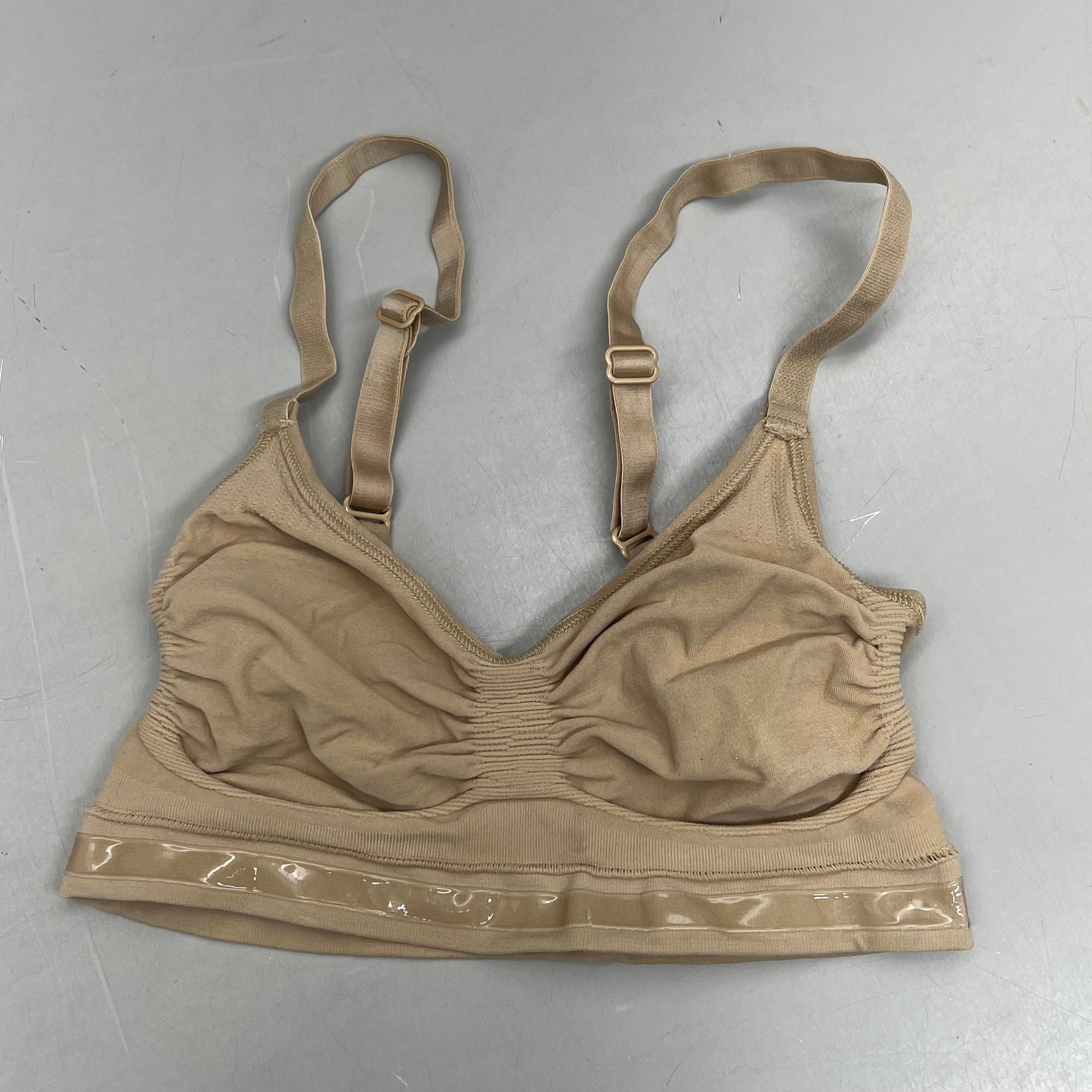 SKIMS Strong Support Seamless Sculpt Bralette Pique Stitching Women's Sz S Clay