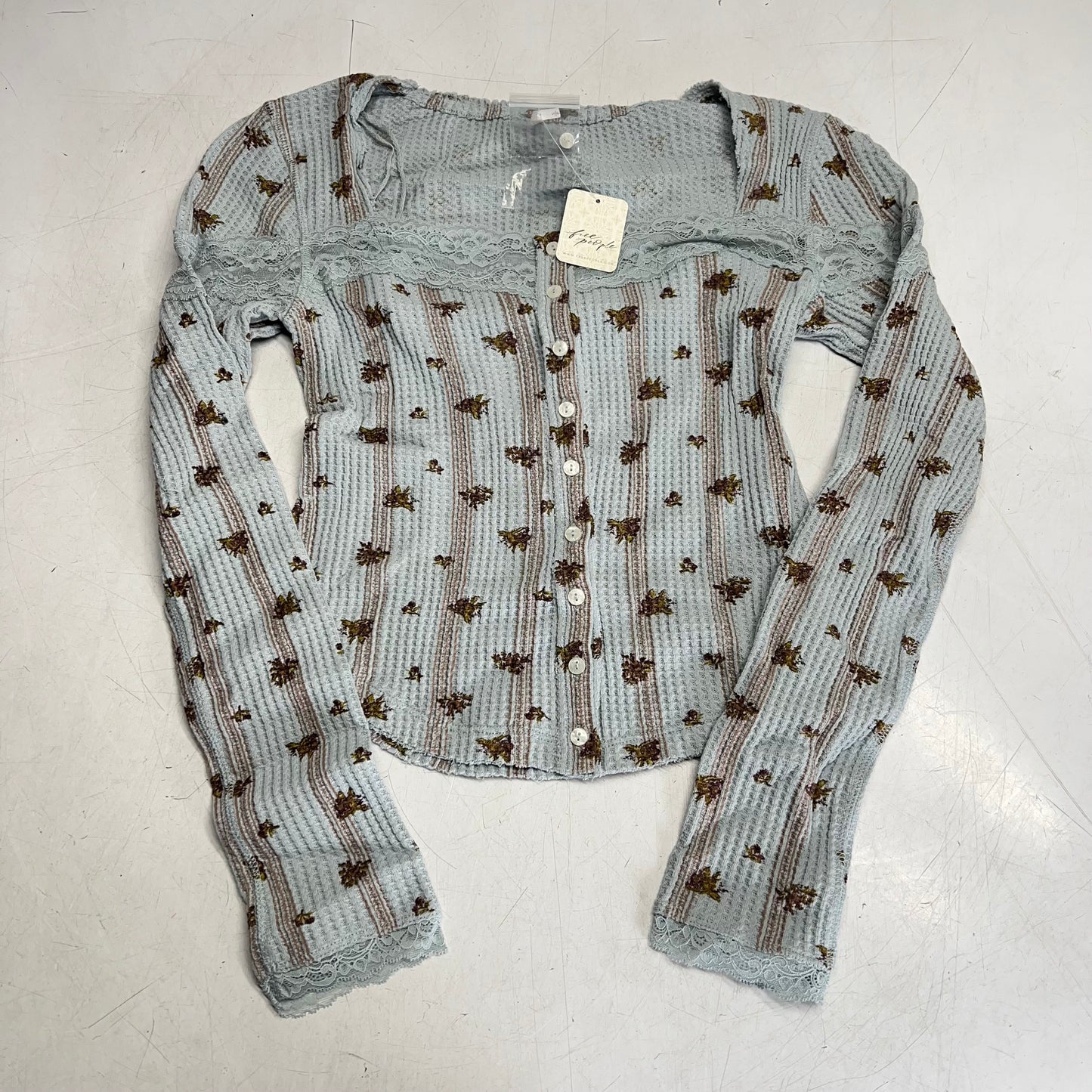 FREE PEOPLE Let's Party Cardi-print Women's Sz XS Pearl Blue Combo 103368767