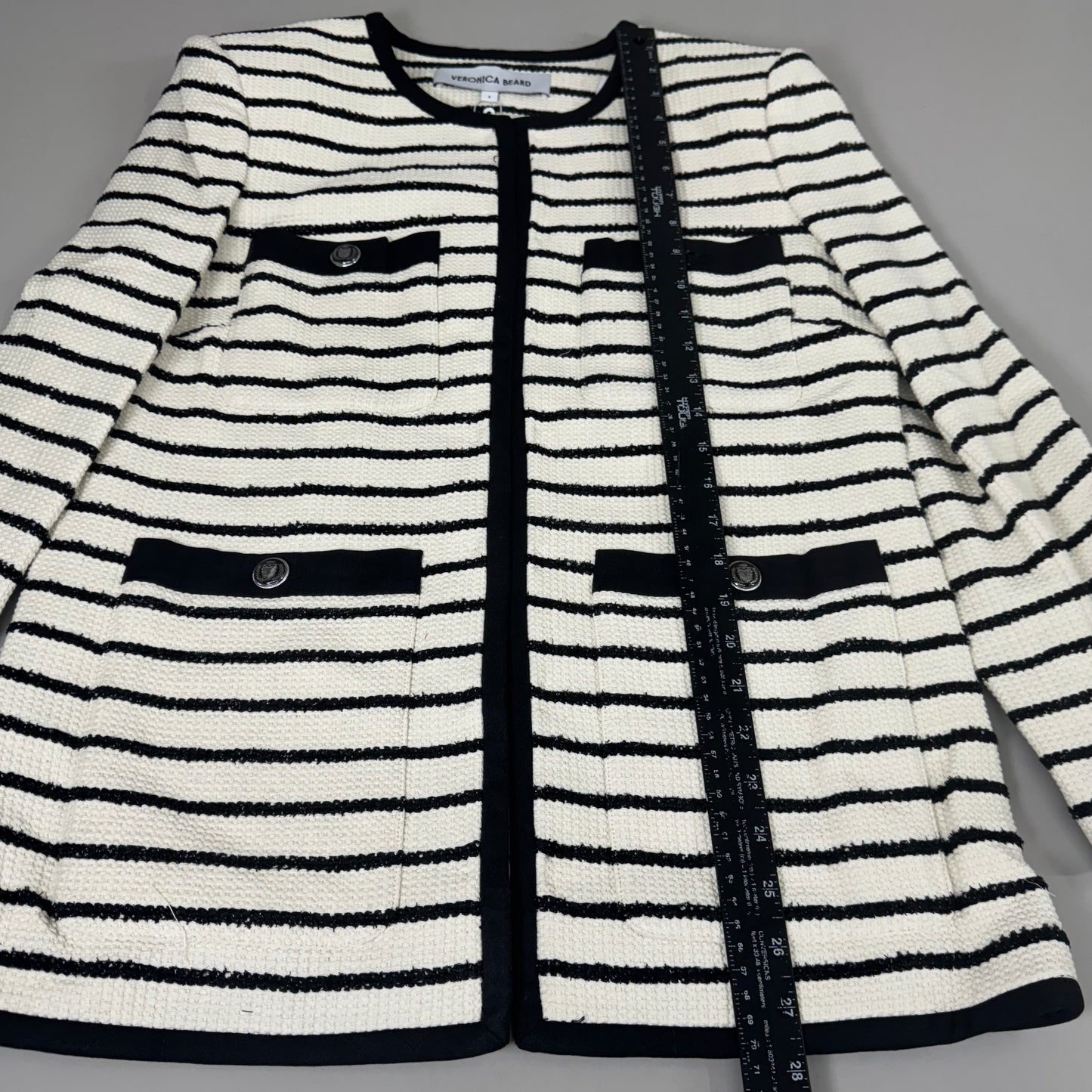 VERONICA BEARD Women's Foster Dickey Jacket Sz-8 Ivory/Black 2406TW7410717