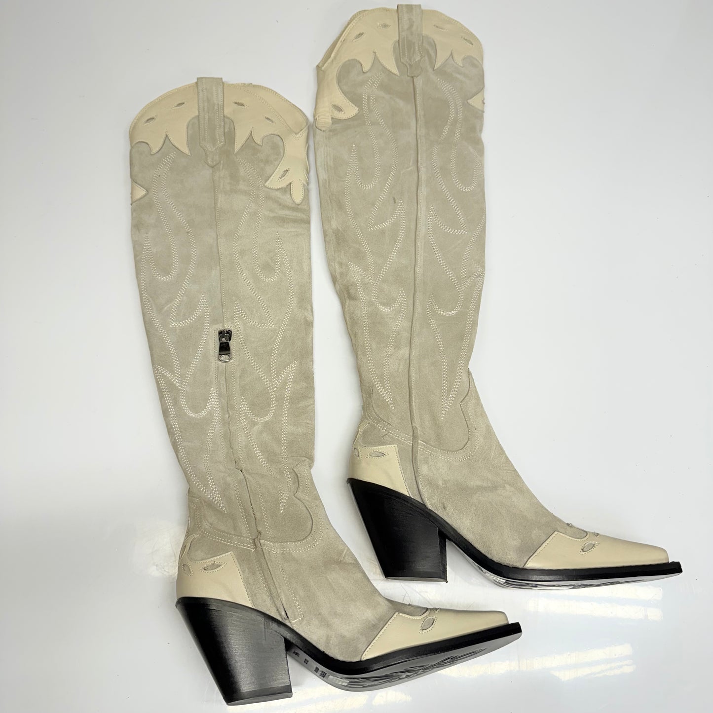 FREE PEOPLE Wild West Thigh High Boots Sz 7 WS Dust Bunny Suede 84641133- New