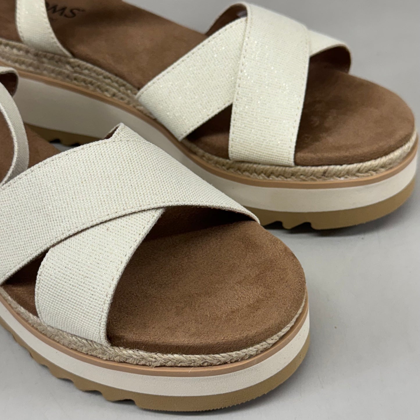 TOM'S Noelani Platform Wedge Sandals Women's Sz 9 EU40 Natural/Gold  10022418