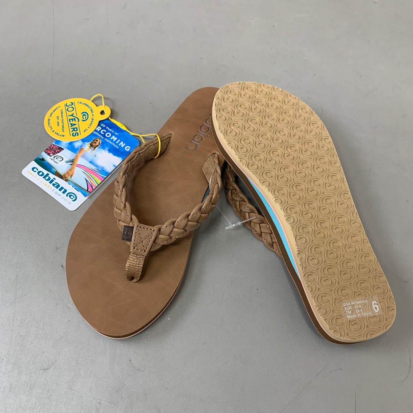 COBIAN Braided Pacifica Sandals Women's SZ 6, EU 41 TAN BBP23-230-6