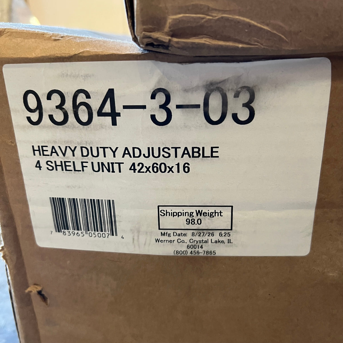 WHEATHER GUARD Guard Adjustable 4 Shelf Unit Sz 42" x 60" x 16" White 9364-3-03