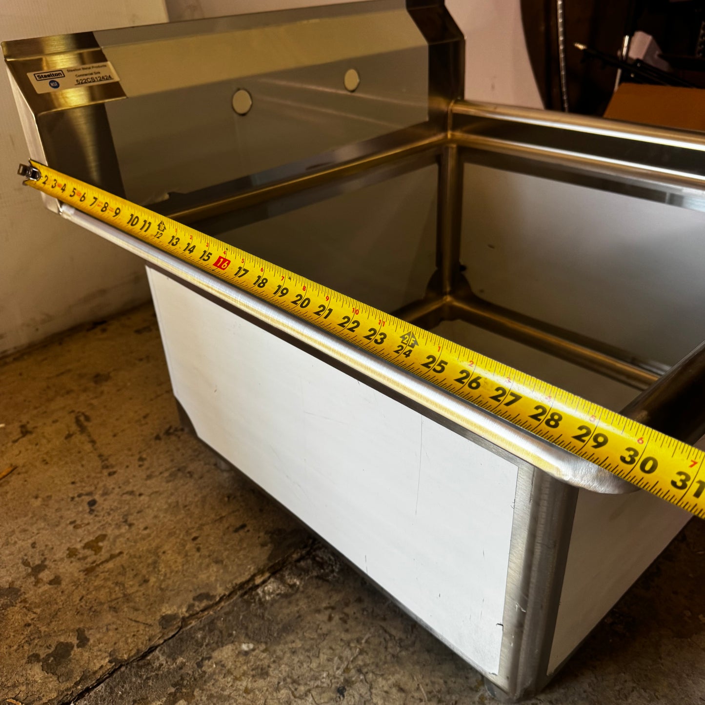 STEELTON Stainless Steel Sink 29"W x 30"L x 23"H Silver 522CS12424