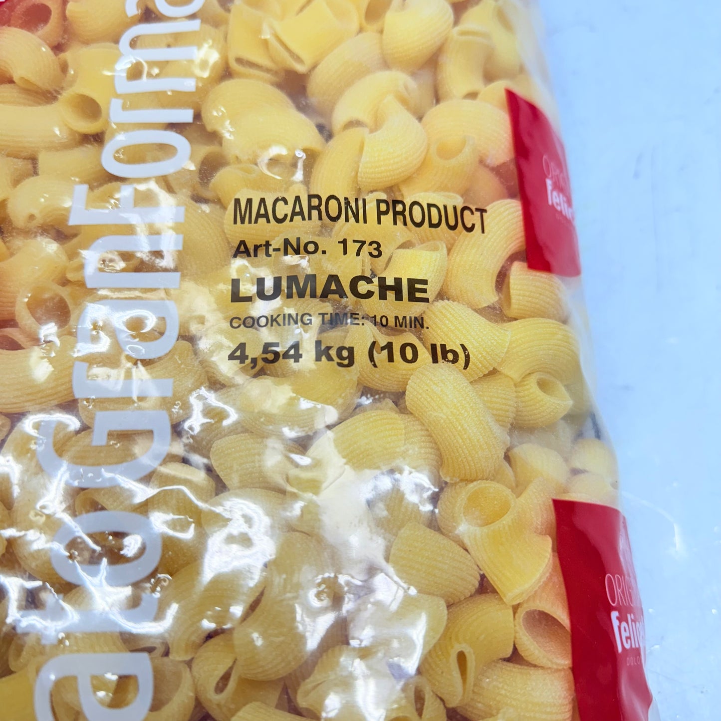 ORIGINALE FELICETTI Lumache Macaroni 10 lb ART-NO. 173 BB 07/28