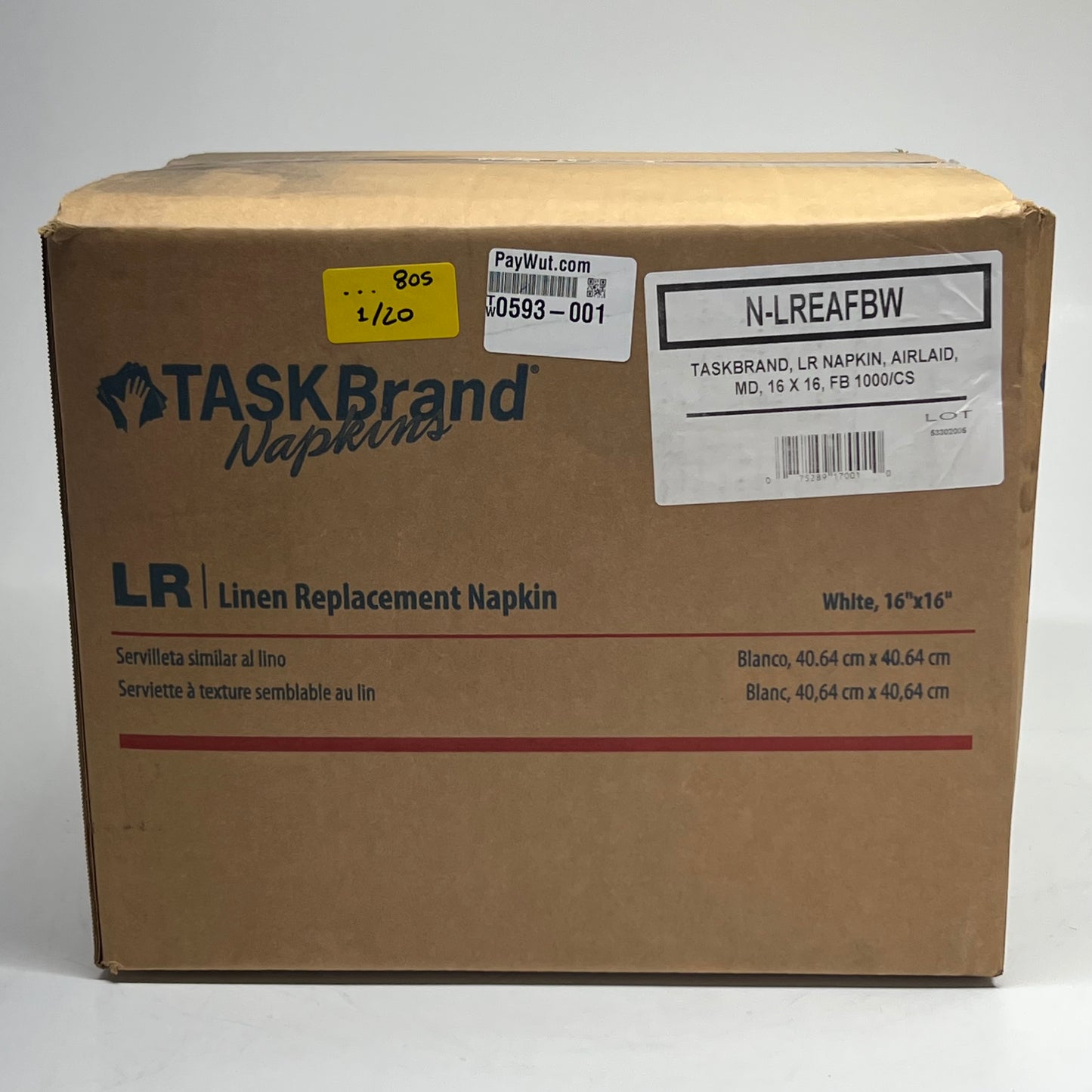 TASKBRAND (1000 PACK) Linen Replacement Napkin Sz 16" x 16", White N-LREAFBW