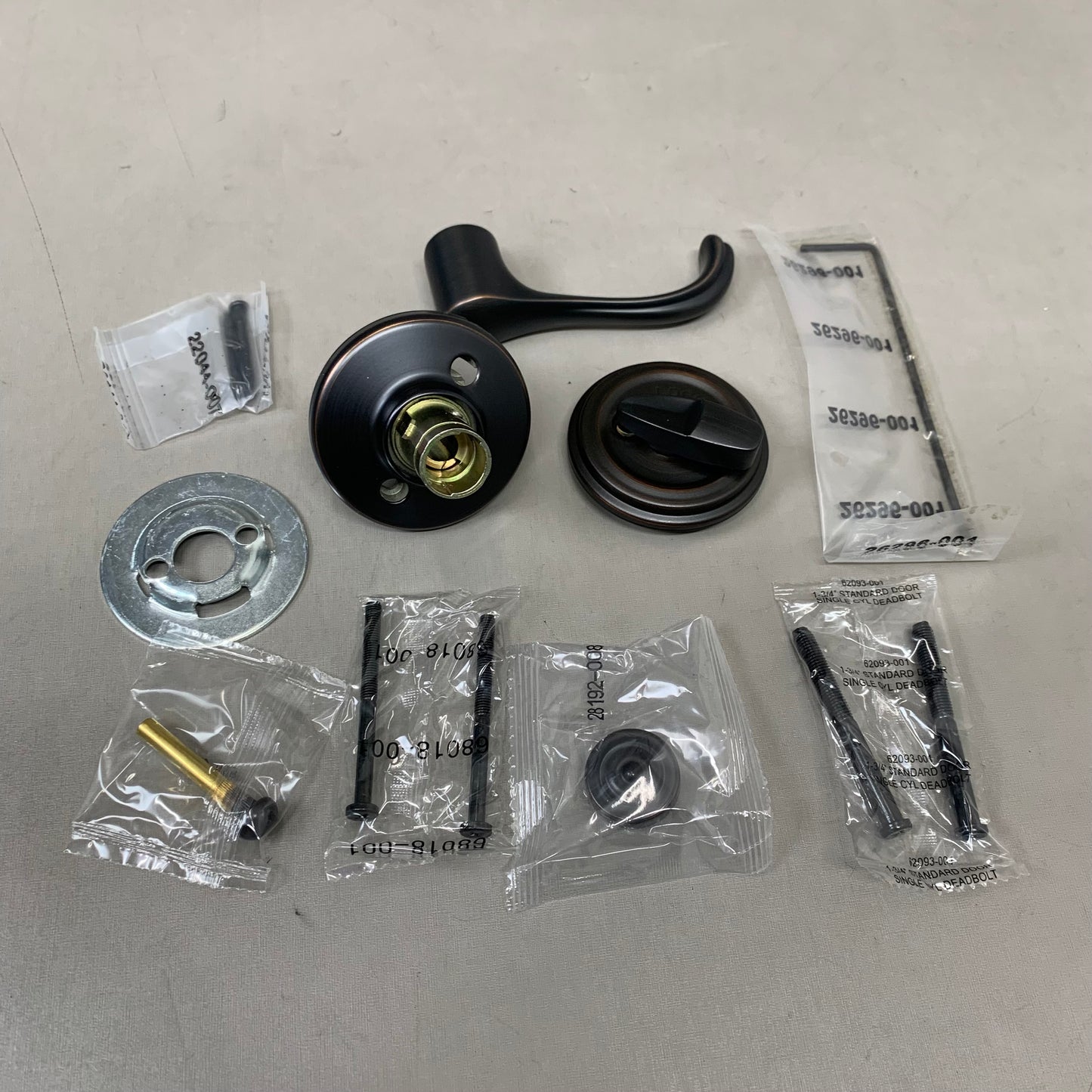 KWIKSET Dorian Single Cylinder Handle Set  3-5/8" Lever Length Venetian Bronze 966DNL-119 UNIV