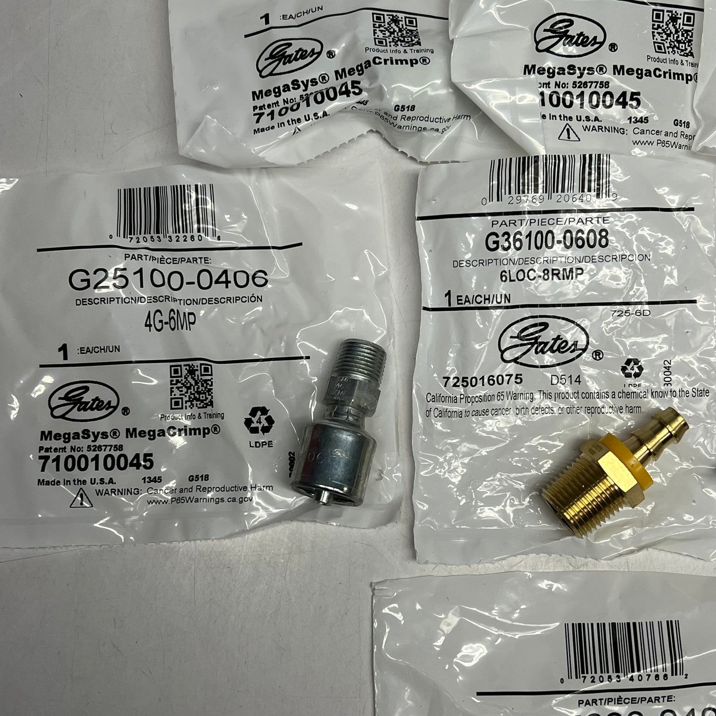 GATES (LOT OF 8) Miscellaneous Couplings & Fittings Brass/Silver