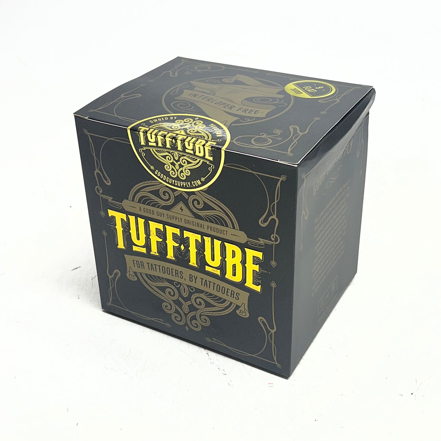 TUFF TUBE (15 PACK) Sterile Disposable Tattoo Tubes 30mm 9 Flat Gold/Black