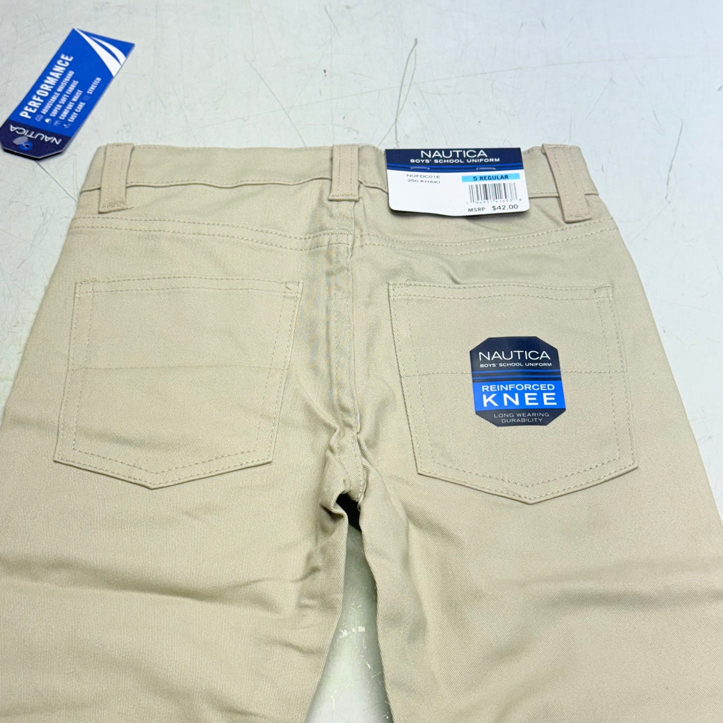 NAUTICA JEANS Boys' School Uniform Pants Sz 5 Regular Khaki - NUFDC01E (New)