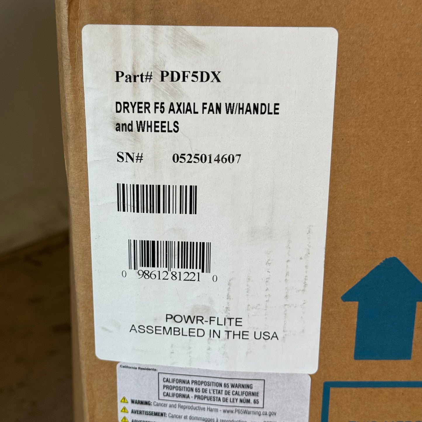 POWR-DRYER Commercial Axial Fan 20"L x 15"W x 21"H Black PDF5DX