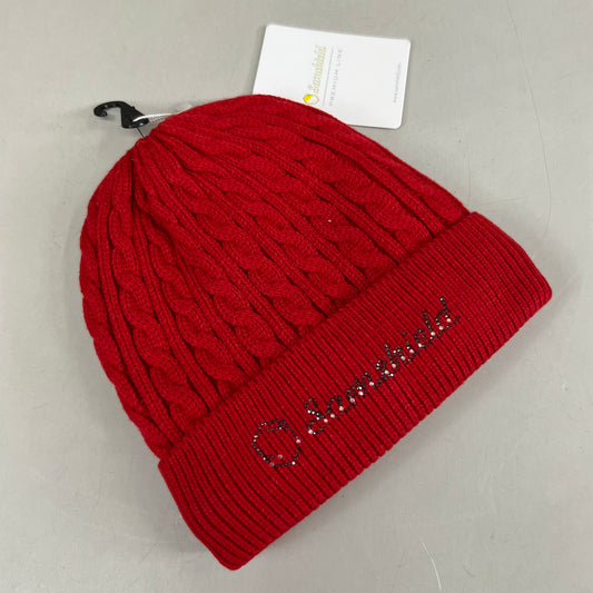 SAMSHIELD Mira Crystal Equestrian Beanie Hat Women's Sz One Size Fits All Raspberry