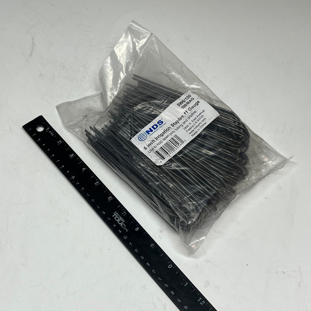 ZA@ NDS (100 PACK) Irrigation Staples Round Top  6"x 11 ga Silver SW6/100