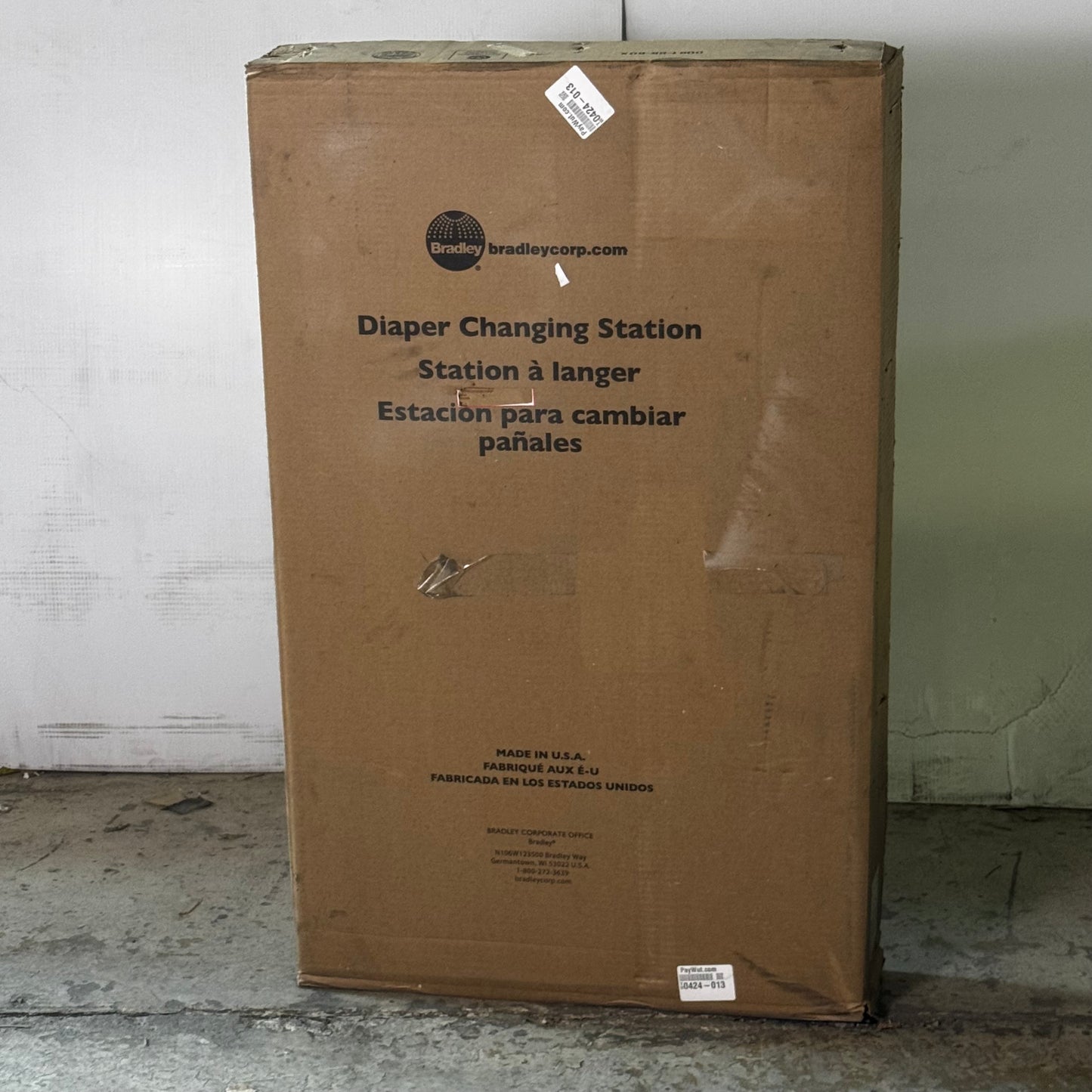 BRADLEY Diaper Changing Station 38"L x 22"H Gray 962-110000