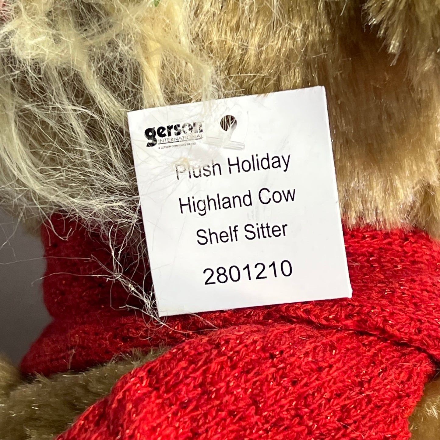 GERSON Plush Holiday Highland Cow Shelf Sitter 24" Light Brown 2801210