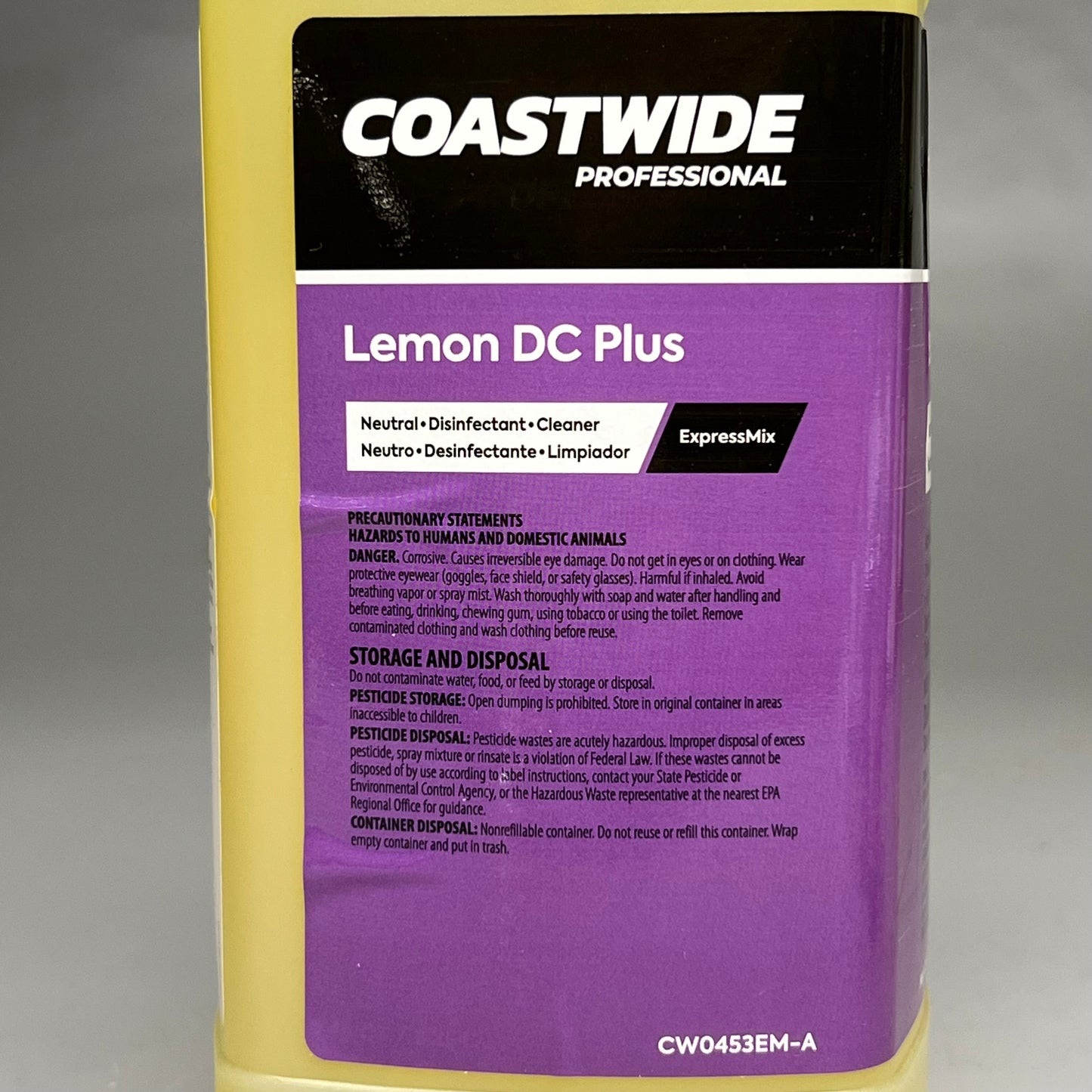 COASTWIDE PROFESSIONAL (2 Pack) Disinfectant Concentrate Cleaner Lemon DC Plus 3.25 L