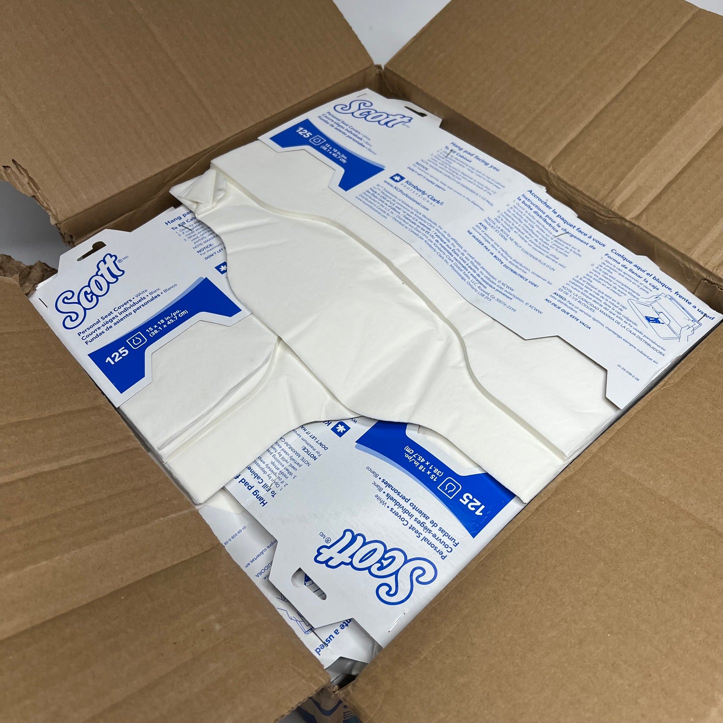 ZA@ KIMBERLY-CLARK (3,000 PACK) Scott Pro Personal Seat Covers  15"x18" White 07410 (As-is)